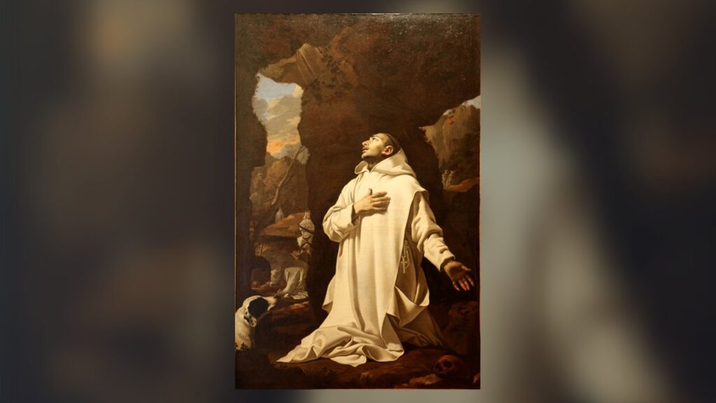 São Bruno rezando no deserto, pintura de Nicolas Mignard