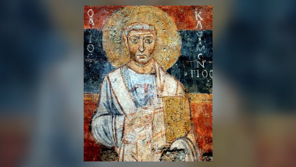 São Clemente I, papa, afresco do século VIII em Santa Maria Antiqua, Roma