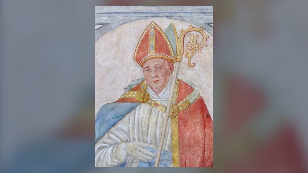 São Guilherme, bispo de Roskilde, pintura mural do século XVI na catedral de Roskilde
