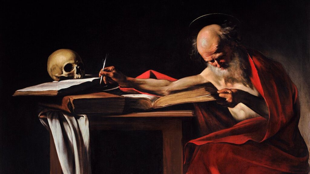 São Jerônimo escrevendo, pintura de Caravaggio, Galeria Borghese