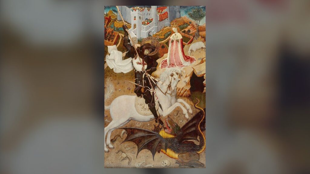 São Jorge e o dragão, pintura de Bernat Martorell