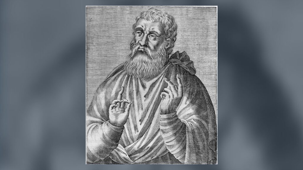 São Justino, mártir, gravura de André Thévet