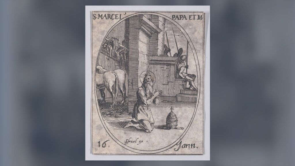 São Marcelo I, papa e mártir, gravura de Jacques Callot