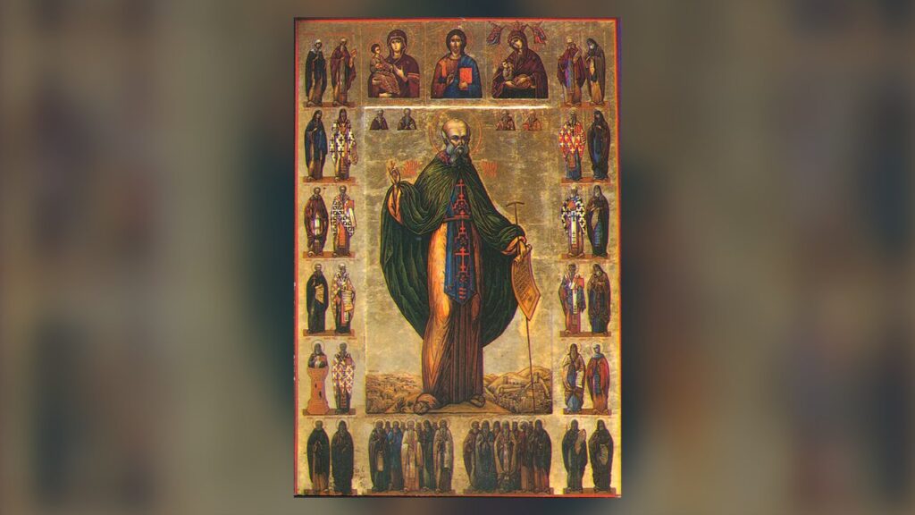 Ícone medieval de São Sabas, o Santificado