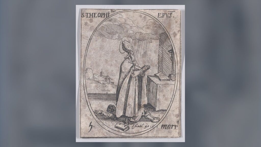 São Teófilo, bispo, gravura de Jacques Callot, século XVII