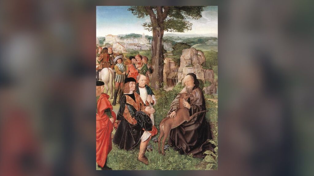 São Gil com a corça, pintura do Mestre de São Gil